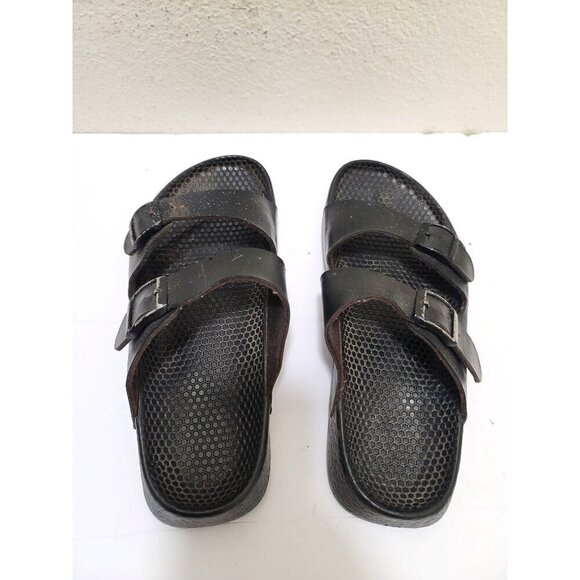 Birkenstock Style Black Double Strap Slide Sandals With Buckles Size 41 - Picture 4 of 15